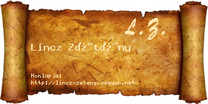 Lincz Zétény névjegykártya